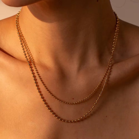 Jewelry - 18K Gold Plated Double Layer Beaded Necklace